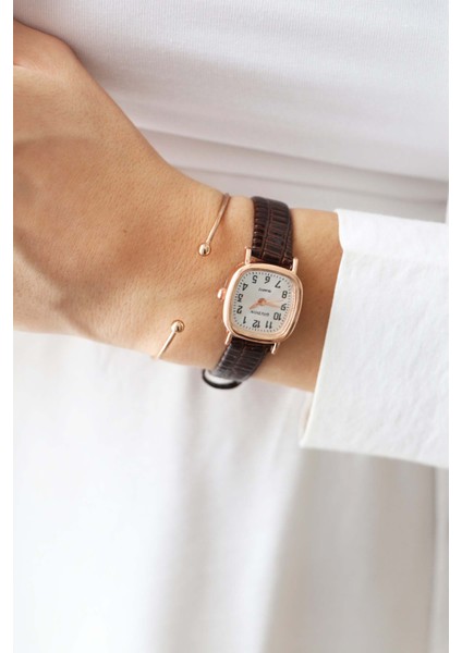kahverengi Kadın Deri Kordon Rose Gold Yeni Sezon Vintage Kol Saati fırsatları