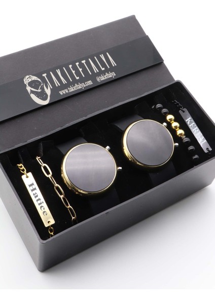 Kişiye Özel Siyah Çift Saati, Çift Bileklik - Sevgili Kombini - Saat Seti