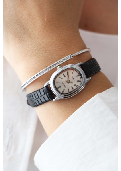 Siyah Kadın Deri Kordon Rose Gold Yeni Sezon Vintage Kol Saati