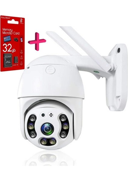 2.0 Mp Hd Lens Iç Dış Mekan Suya Danıklı Ip Wifi Network Güvenlik Kamerası 32 GB Hafıza Kartlı