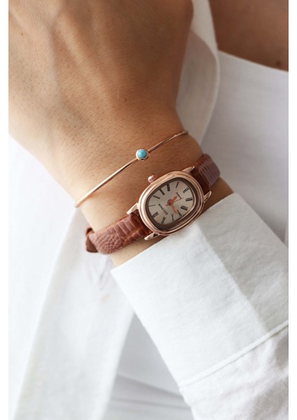 Kahverengi, Siyah Kadın Deri Kordon Rose Gold Yeni Sezon Vintage Kol Saati modelleri