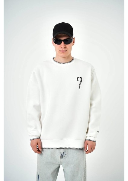 Erkek Soru Işareti Unknown Baskılı Bisiklet Yaka Oversize Sweatshirt fiyatları