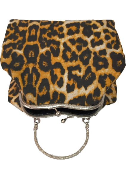 Metal Klipsli El Yapımı Vintage El Çantası - Leopar fiyatları