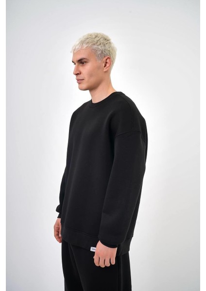 Erkek Basic Bisiklet Yaka Oversize Sweatshirt