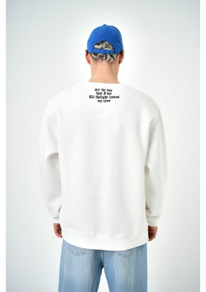 Erkek Palmiye Desenli Baskılı Bisiklet Yaka Oversize Sweatshirt modelleri