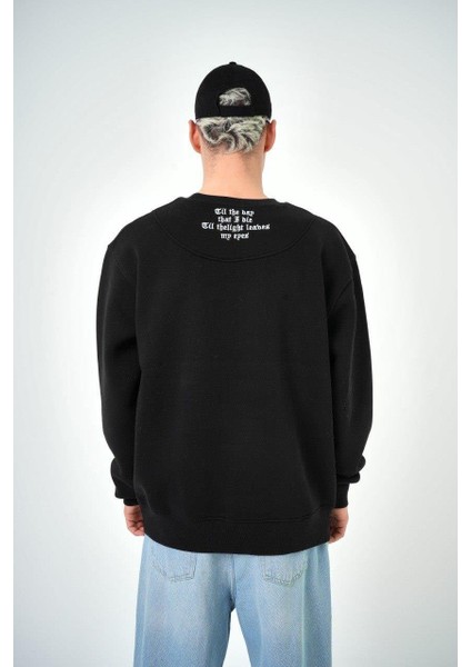 Erkek Palmiye Desenli Baskılı Bisiklet Yaka Oversize Sweatshirt modelleri