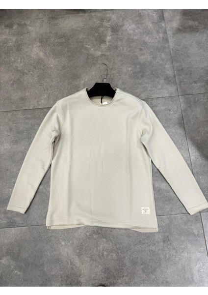 Erkek Oversize 2 Iplik Lazer Kesim Bisiklet Yaka Uzun Kollu Sweatshirt