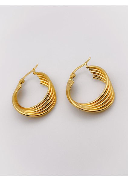 Çelik Küpe Beşli Sarmal Halka Küpe modelleri