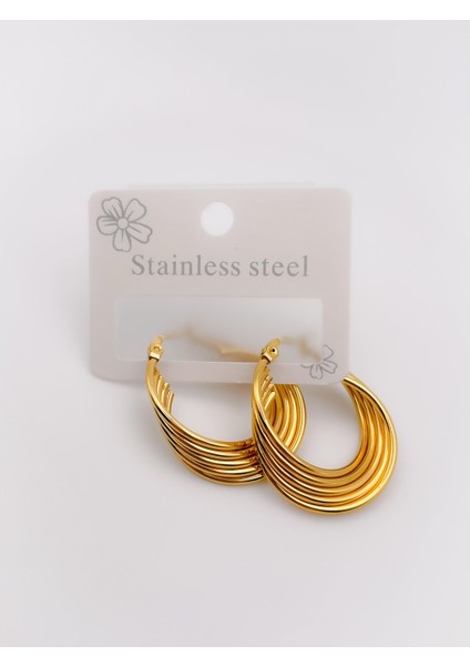 Çelik Küpe Beşli Sarmal Halka Küpe indirimleri