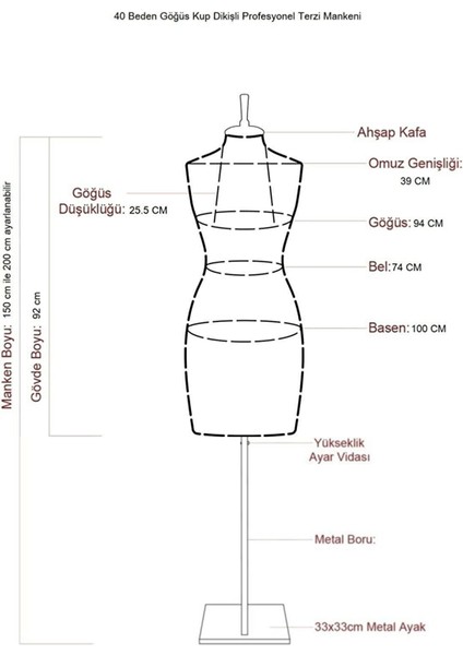 40 Beden Fransız Göğüs Kuplu Balık Model Terzi Mankeni Prova Mankeni fırsatları
