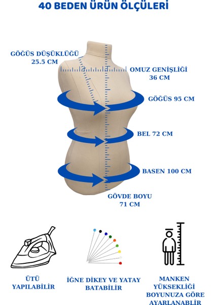 Yüksek Kalite 40 Beden Keten Kumaş Iğne Batabilen Prova Mankeni Terzi Mankeni fiyatları