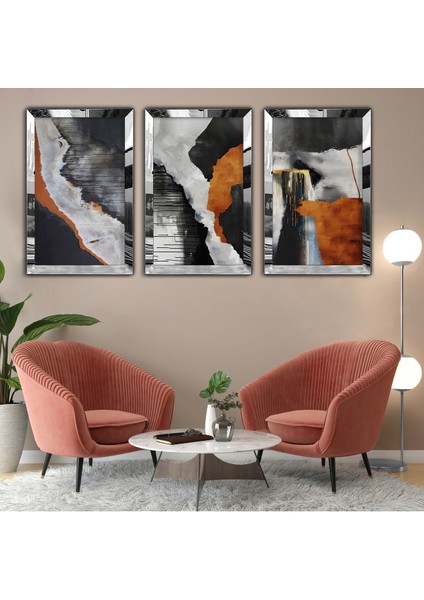 3'lü Gold Pleksi Kenar Kolaj Çizim Tablo
