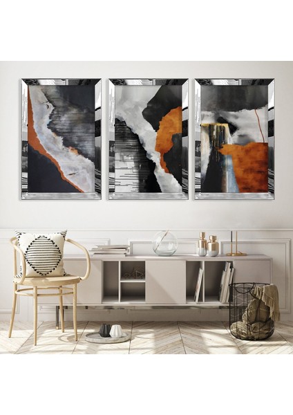 3'lü Gold Pleksi Kenar Kolaj Çizim Tablo fiyatları