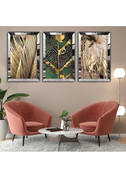 3'lü Gümüş Pleksi Kenar Kolaj Çizim Tablo