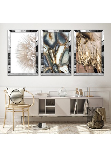 3'lü Gold Pleksi Kenar Kolaj Çizim Tablo fiyatları