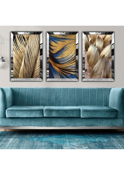 3'lü Gümüş Pleksi Kenar Kolaj Çizim Tablo