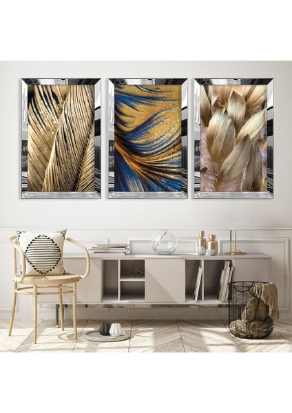 3'lü Gümüş Pleksi Kenar Kolaj Çizim Tablo fiyatları