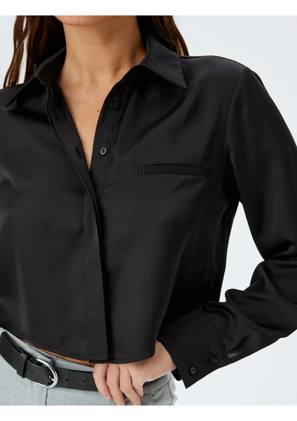 Klasik Yaka Uzun Kollu Regular Fit Crop Gömlek indirimleri