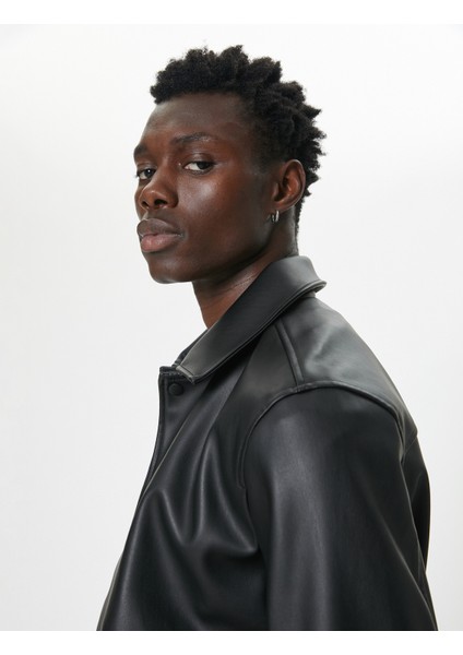 Slim Fit Ceket Suni Deri Cepli Düğme Detaylı modelleri