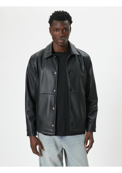 Slim Fit Ceket Suni Deri Cepli Düğme Detaylı fırsatları