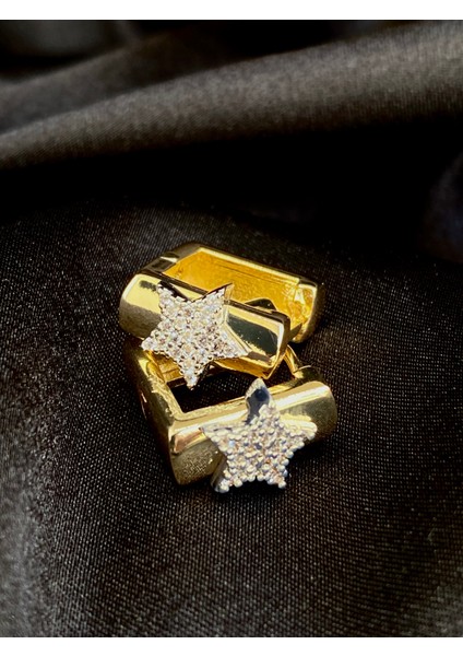 Yıldız Tasarım Kare Gold Küpe