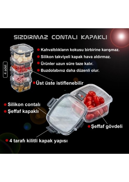 4'Lü Sızdırmaz Silikon Contalı Kahvaltılık Seti