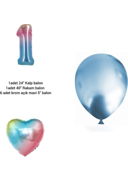 1 Yaş Balon Folyo ve Krom Set