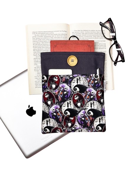 Kitap Kılıfı / Tablet Kılıfı / Ebook Kılıfı / Çok Amaçlı Kılıf ( Noel Gecesi Kabusu , Jack ve Sally)