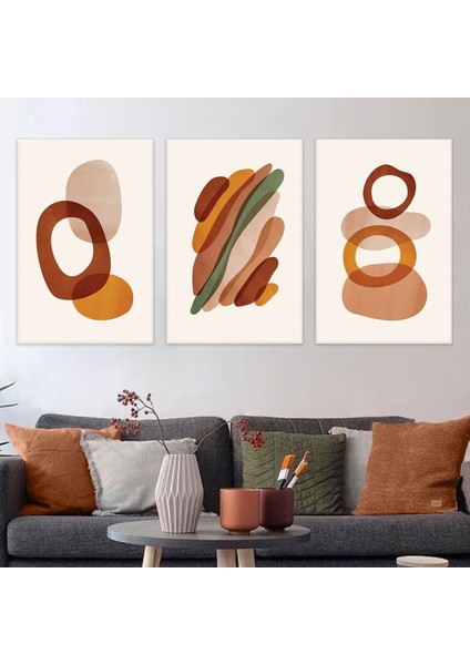 Minimalist Soyut Desen 3'lü Kanvas Tablo