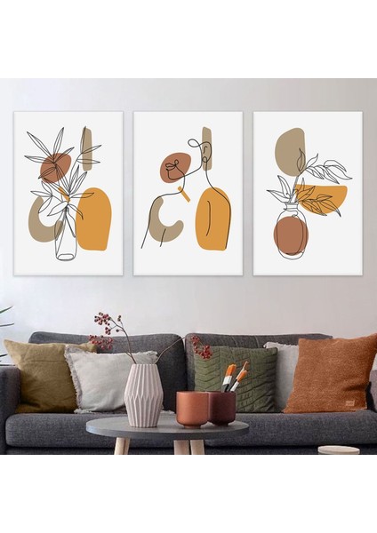 Minimalist Soyut Desen 3'lü Kanvas Tablo