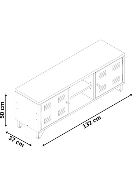 Tv Ünitesi - Metal Televizyon Sehpası - 135  cm  - Pastel Renk - Endüstriyel Tip