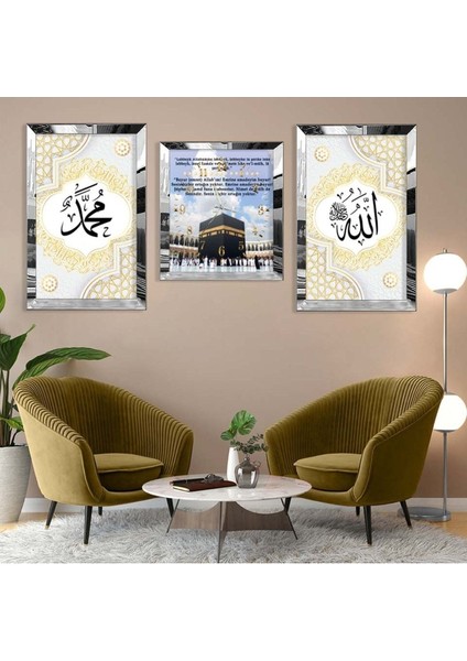 KABE DİNİ MODEL PLEKSİ KENAR MDF TABLO VE SAAT SETİ