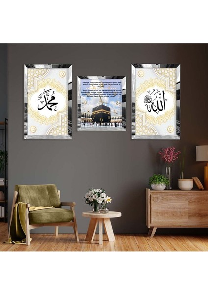 KABE DİNİ MODEL PLEKSİ KENAR MDF TABLO VE SAAT SETİ