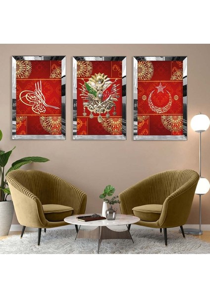 OSMANLI TUĞRASI PLEKSİ KENAR MDF TABLO VE SAAT SETİ