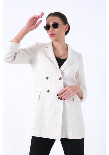 Ekru Simli Tüvit Metal Düğmeli Ceket 0105138.147