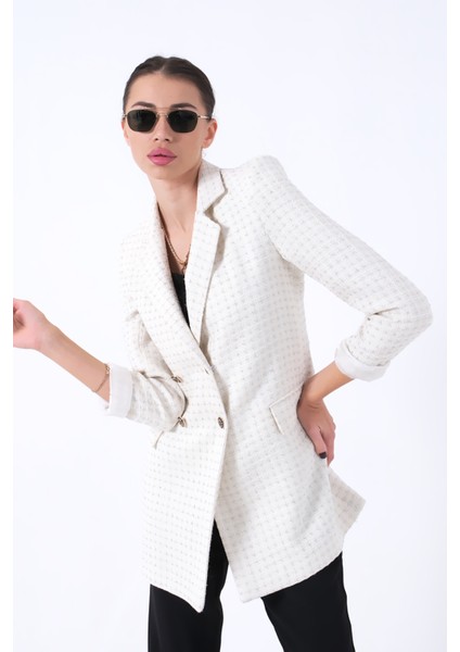 Ekru Simli Tüvit Metal Düğmeli Ceket 0105138.147 modelleri