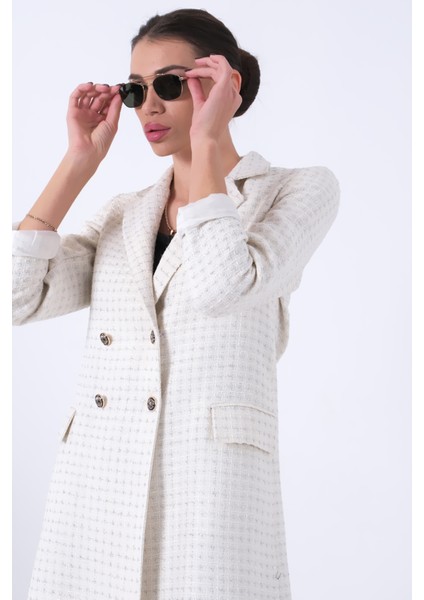 Ekru Simli Tüvit Metal Düğmeli Ceket 0105138.147 fırsatları