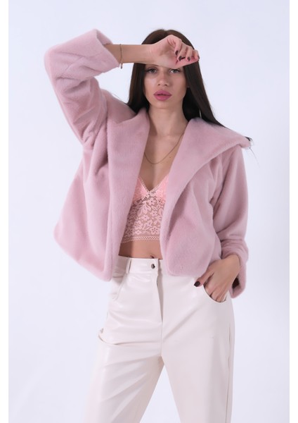 Pudra Peluş Şal Yaka Kapamasız Ceket 0105139.79 fiyatları