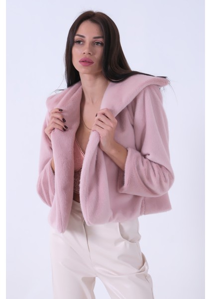 Pudra Peluş Şal Yaka Kapamasız Ceket 0105139.79 indirimleri
