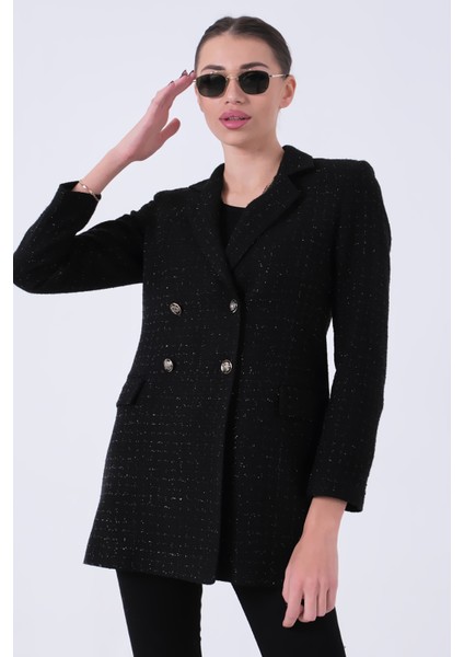 Siyah Simli Tüvit Metal Düğmeli Ceket 0105138.01