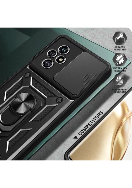 Honor 200 Pro Kılıf Kamera Korumalı Sürgülü Yüzüklü Armor Tank Kapak