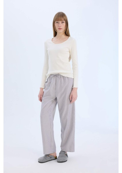 Fall in Love Pijama Takımı Regular Fit Poplin Uzun Kollu Üst Çizgili Uzun Alt E2349AX24WN