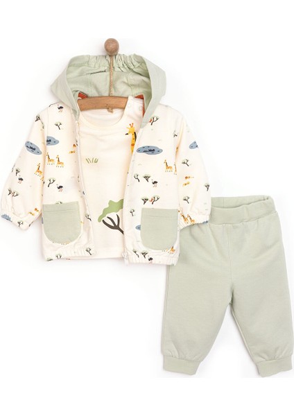 Yenidoğan Safari Sweatshirt-Kapüşonlu Hırka-Alt 3lü Takım Erkek Bebek fiyatları