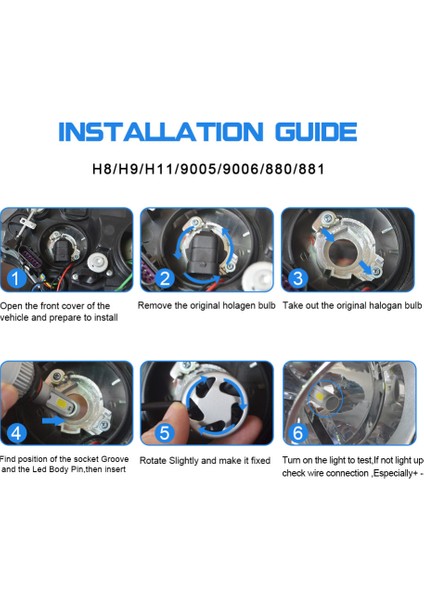 9005 Araba Ampulleri 4 Taraflı Otomatik LED Far 6500K Soğuk Beyaz (Yurt Dışından) fırsatları