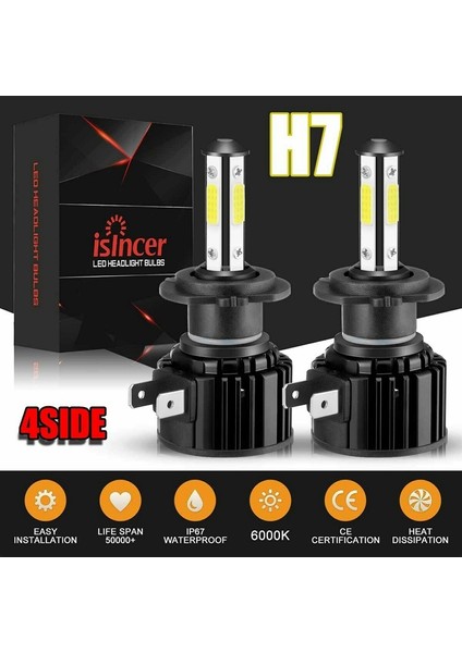 Çift F8 4 Taraflı Glow LED Araç Far Otomobil Lambası Evrensel H7 (Yurt Dışından) modelleri