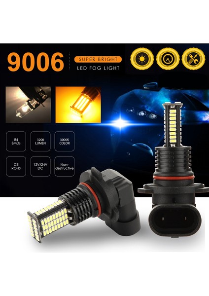 Adet 84-Smd 12V 24V 9006/HB4 LED Ampuller Yedek 3000K Altın Işık (Yurt Dışından) fiyatları