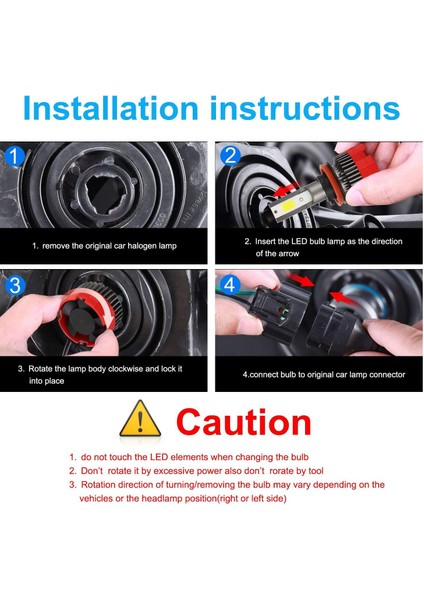 H11 LED Far Ampulleri 6000K H8 Hı/kısa Huzme 55W 8000 Lümen Kiti (Yurt Dışından) modelleri