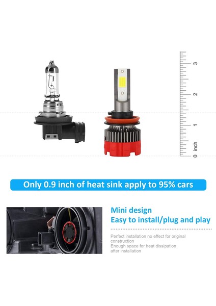 H11 LED Far Ampulleri 6000K H8 Hı/kısa Huzme 55W 8000 Lümen Kiti (Yurt Dışından) indirimleri
