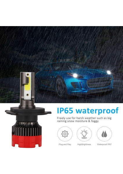 H4 9003 LED Far Ampulleri 6000K Hı Işın Düşük Işın 55W 8000 Lümen (Yurt Dışından)