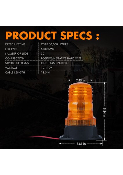 Forklift 30 LED Flaşör Işık Strobe Lambası Tehlike Yanıp Sönen Uyarı (Yurt Dışından)